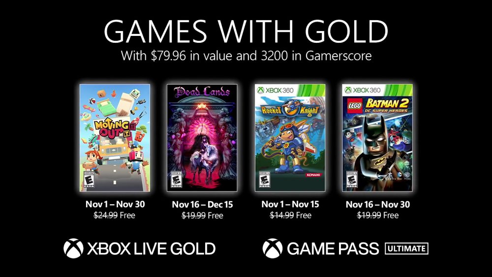 Ecco i Games With Gold di novembre 2021
