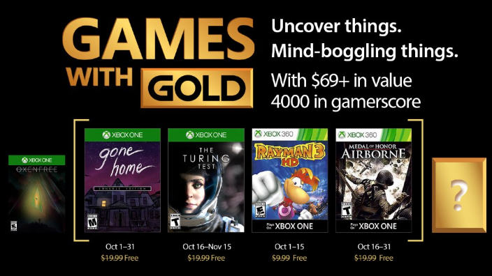 Microsoft - Annunciati i Games With Gold di ottobre per Xbox One e Xbox 360