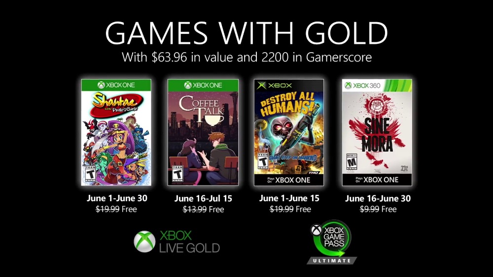 Microsoft ha svelato i Games with Gold di giugno 2020
