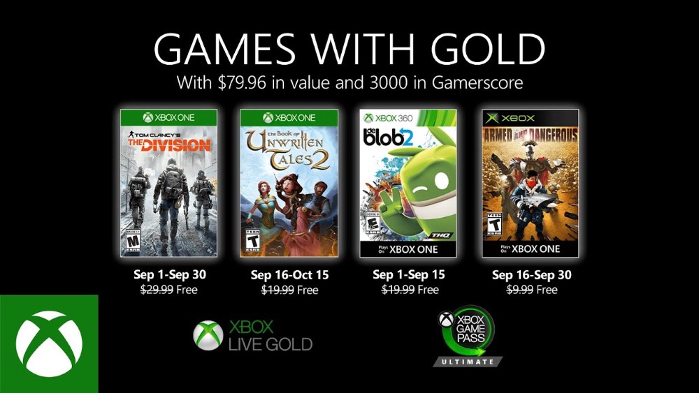 Annunciati i Games With Gold di settembre 2020