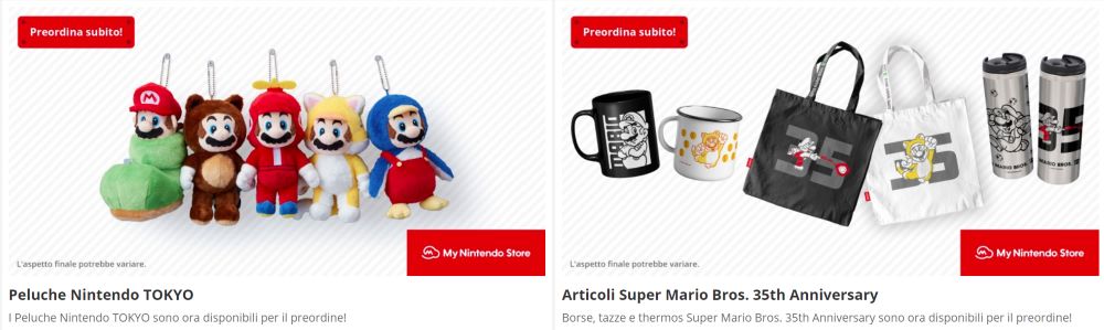 I gadget e i peluche per il 35° anniversario di Super Mario Bros. in vendita sul My Nintendo Store