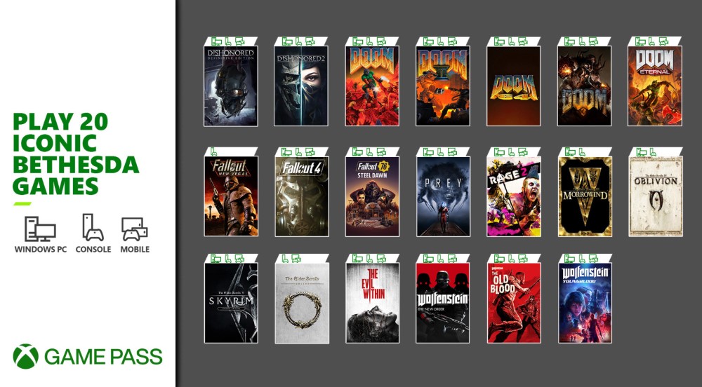 Bethesda sbarca sull'Xbox Game Pass con 20 giochi