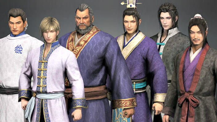 Dynasty Warriors 9 mostra Xu Huang, Guo Jia, Huang Gai, Sima Yi, Jia Chong, e Chen Gong in abiti informali