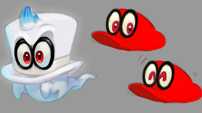 Ecco lo sketch del design finale di Cappy da Super Mario Odyssey