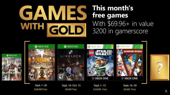 Games With Gold - annunciati i titoli del mese di settembre