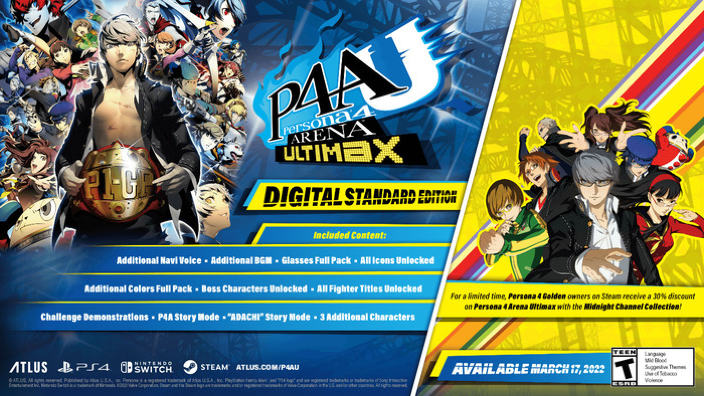 Persona 4 Arena Ultimax si mostra in un trailer su PS4 e Nintendo Switch